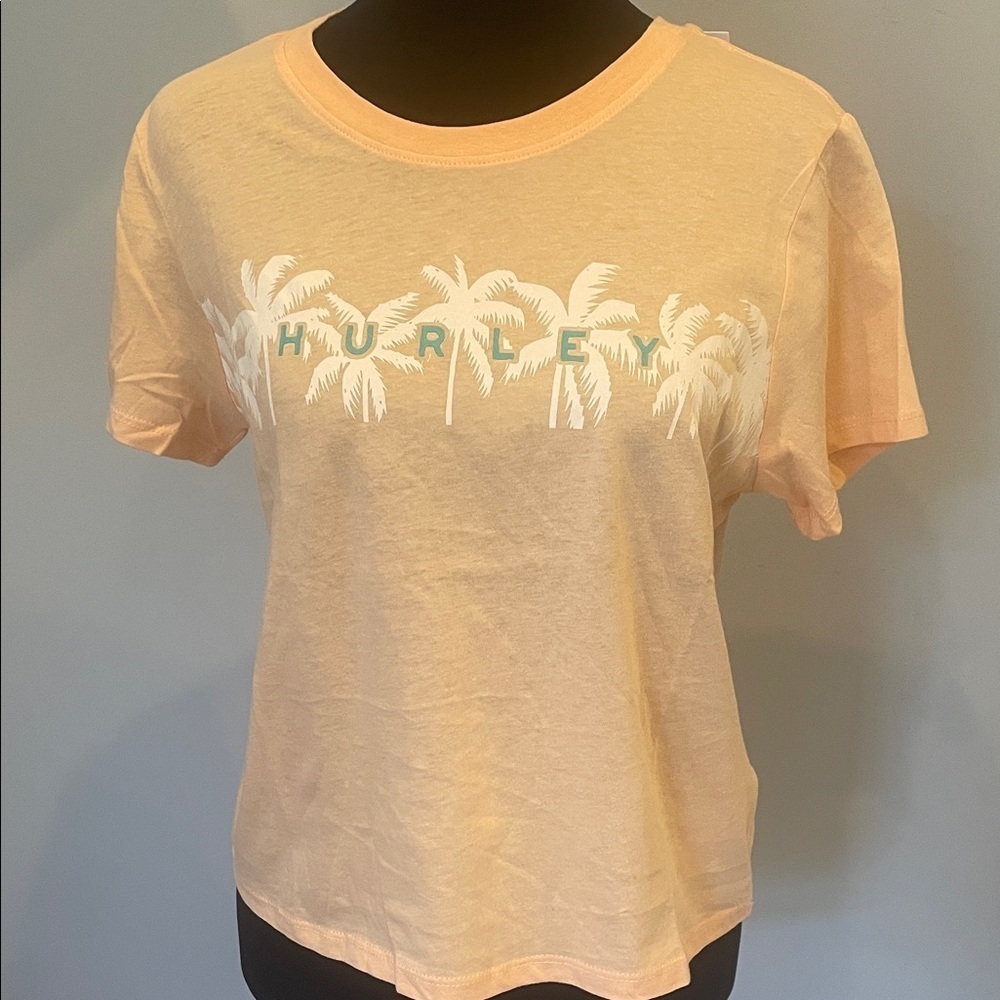 Hurley Light Peach Palm Tree Tee medium new